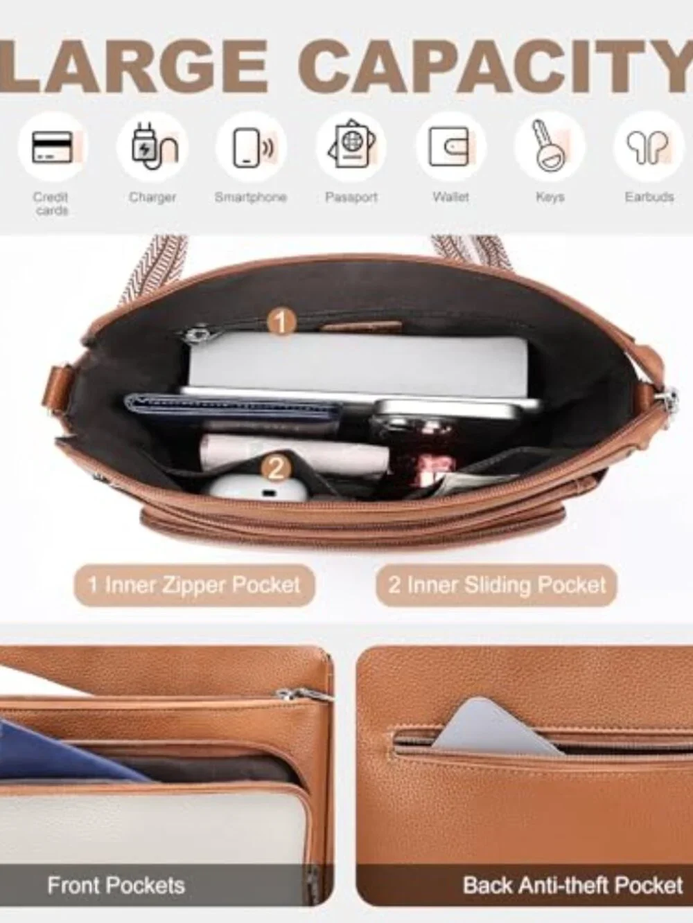 Anti-Theft Crossbody Purse with RFID Blocking & Built-in Wallet